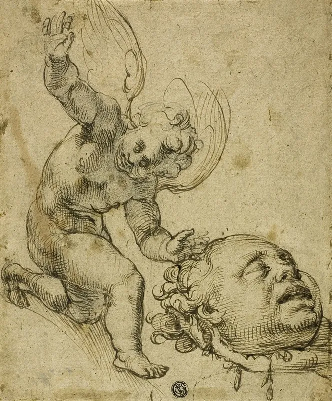 Kneeling Putto Holding A Head