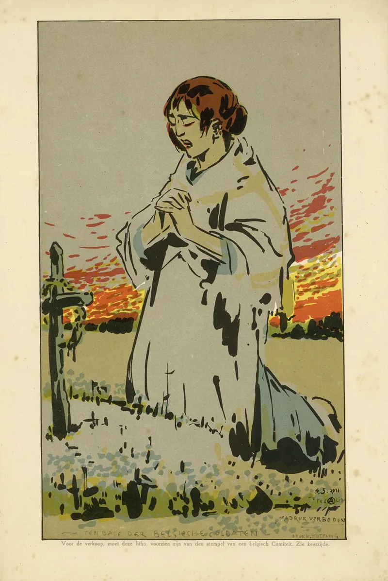 Knielende Dame Bij Grafkruis