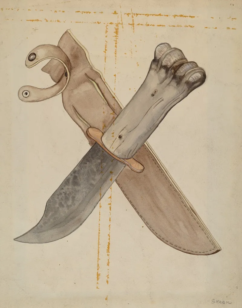 Knife And Sheath 2 by Jesse W. Skeen - Canvas Print