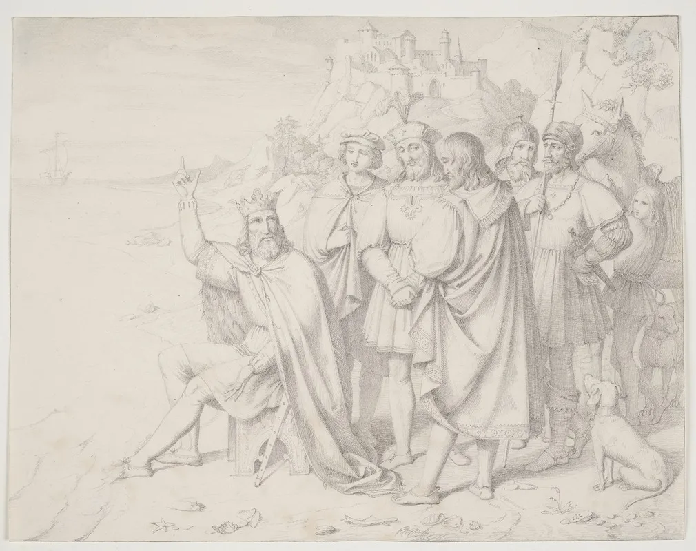 Knud Den Store Ved Strandbredden by Johan Ludvig Lund - Canvas Print