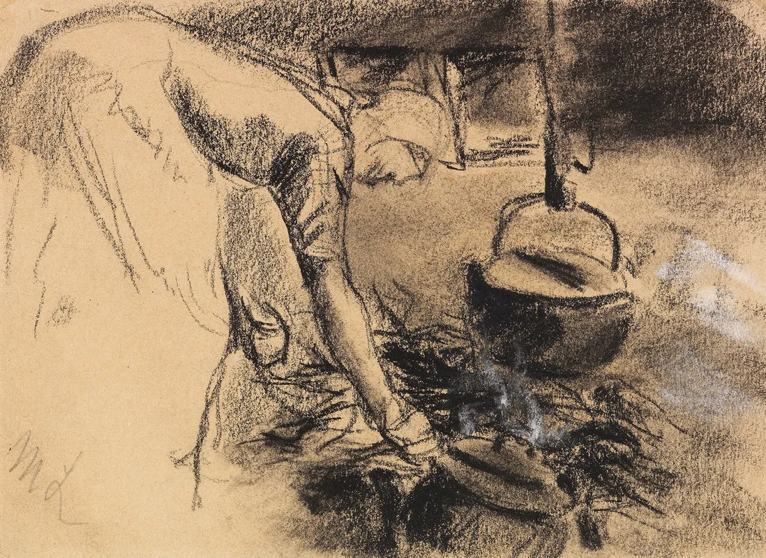 Kochstelle by Max Liebermann - Canvas Print