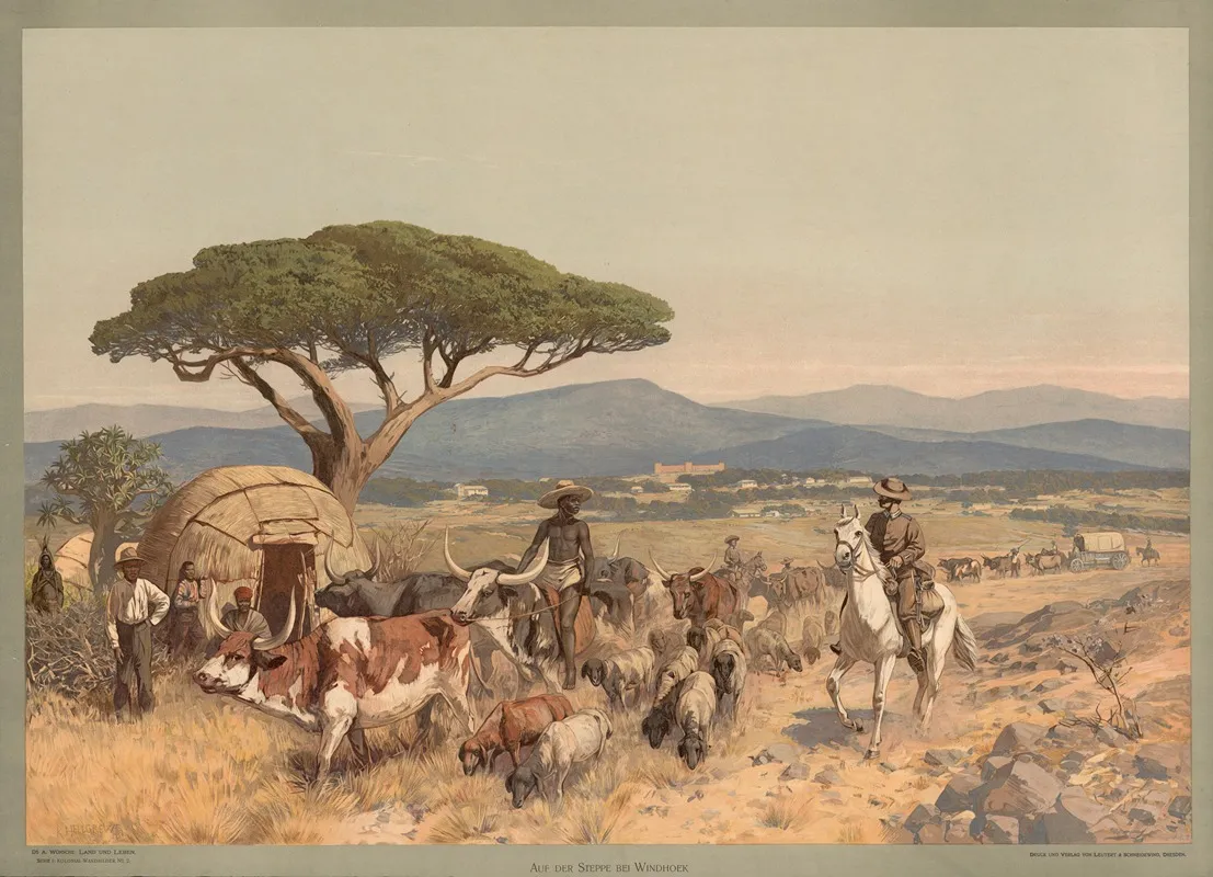 Kolonial Wandbilder Auf Der Steppe Bei Windhoek by Rudolf Hellgrewe - Canvas Print