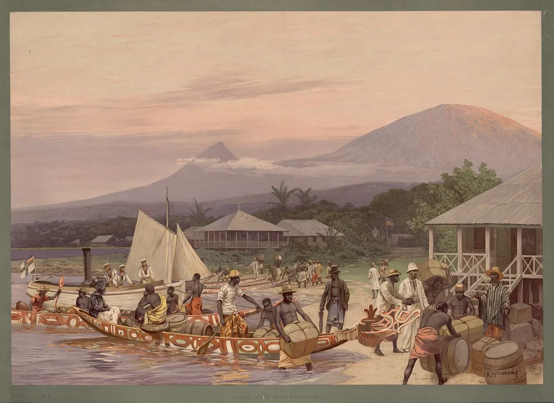 Kolonial Wandbilder Viktoria Und Die Beiden Kamerunberge by Rudolf Hellgrewe - Canvas Print