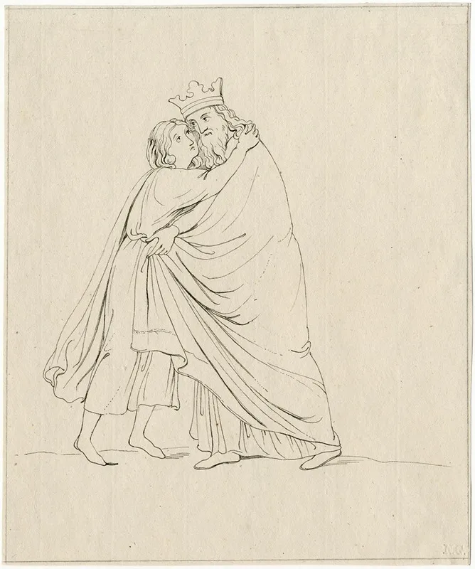 Koning En Jonge Vrouw Omarmen Elkaar by David Humbert de Superville - Canvas Print