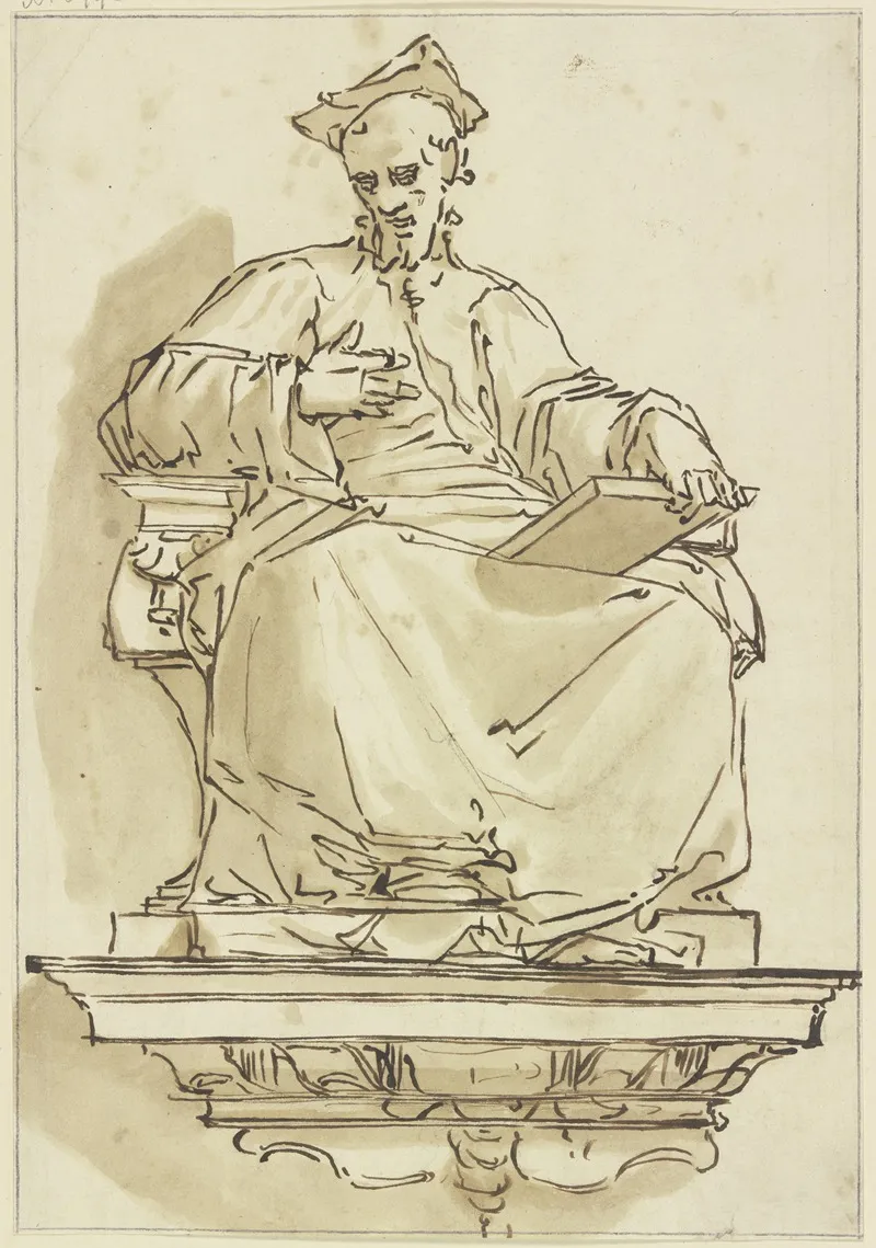 Konsolstatue Eines Sitzenden Kardinals