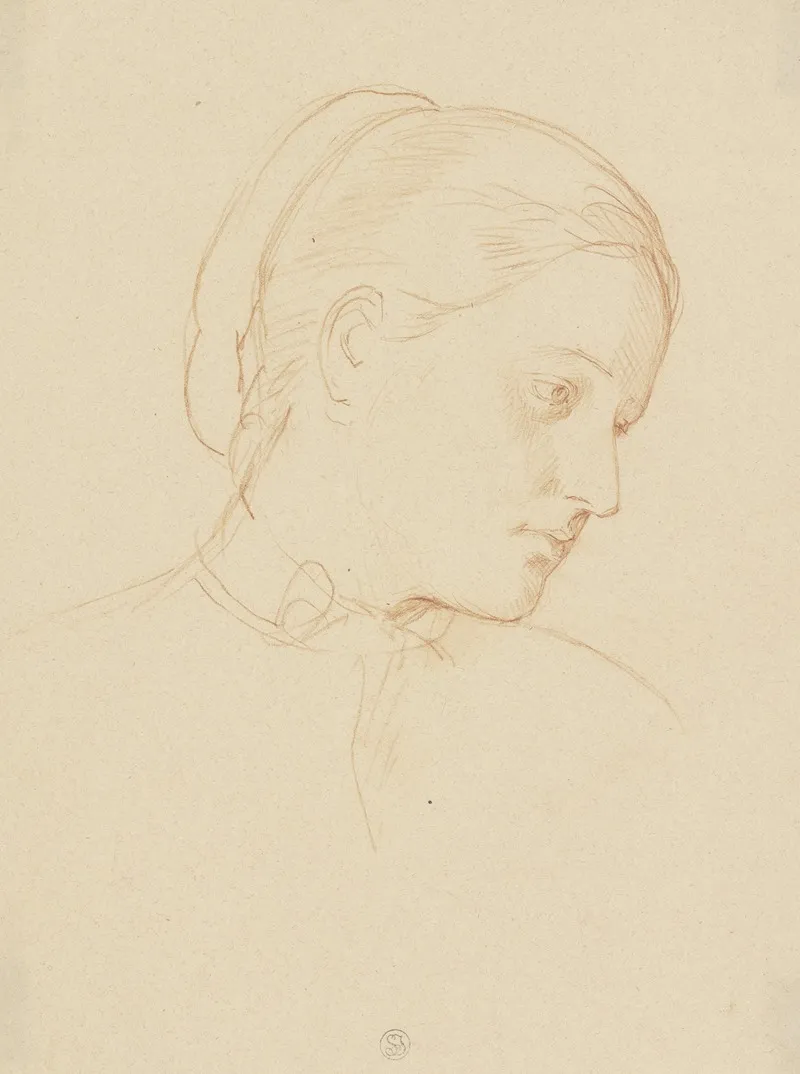 Kopf Eines Madchens Im Profil Nach Rechts Geneigt by Bernhard von Neher the younger - Canvas Print