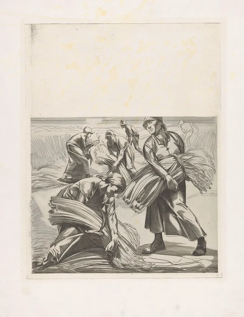 Korenoogst by Johannes Josephus Aarts - Canvas Print