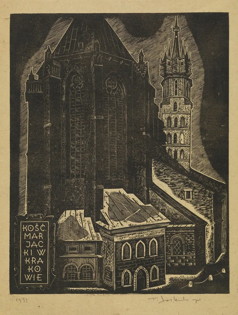 Kosciol Mariacki W Krakowie by Tadeusz Cieślewski - Canvas Print