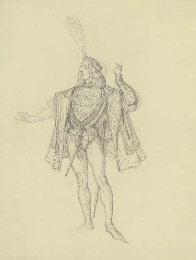 Kostumfigur Mit Barett Und Hoher Feder