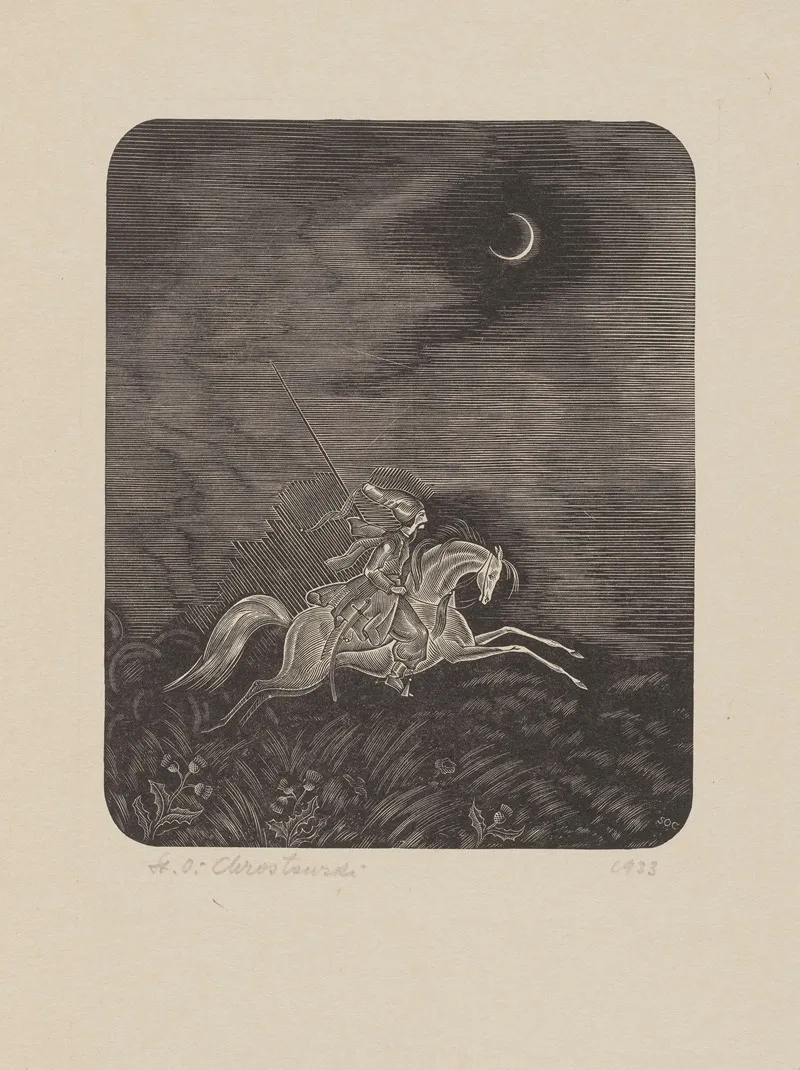 Kozak Galopujacy Na Bialym Koniu Ilustracja Do Powiesci Maria Antoniego Malczewskiego