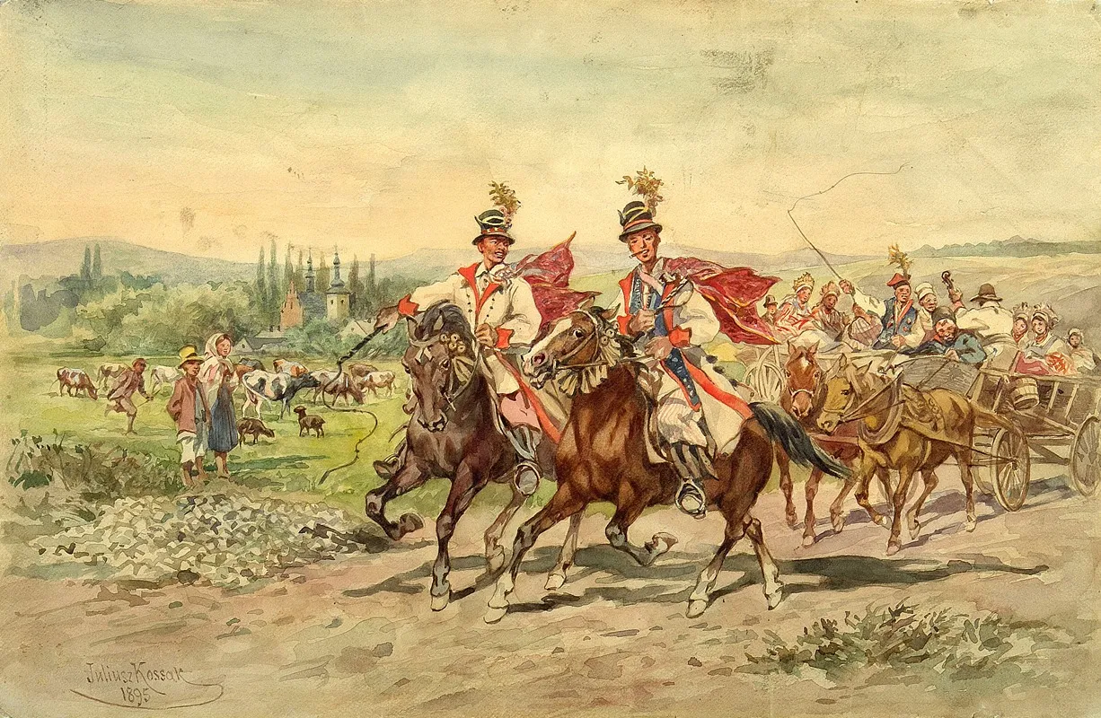 Krakow Wedding 2 by Juliusz Kossak - Canvas Print