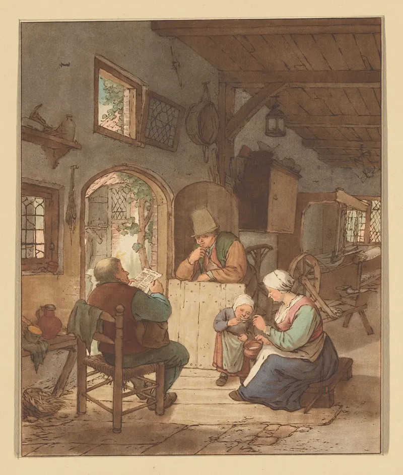 Krantlezer In Interieur by Cornelis Ploos van Amstel - Canvas Print