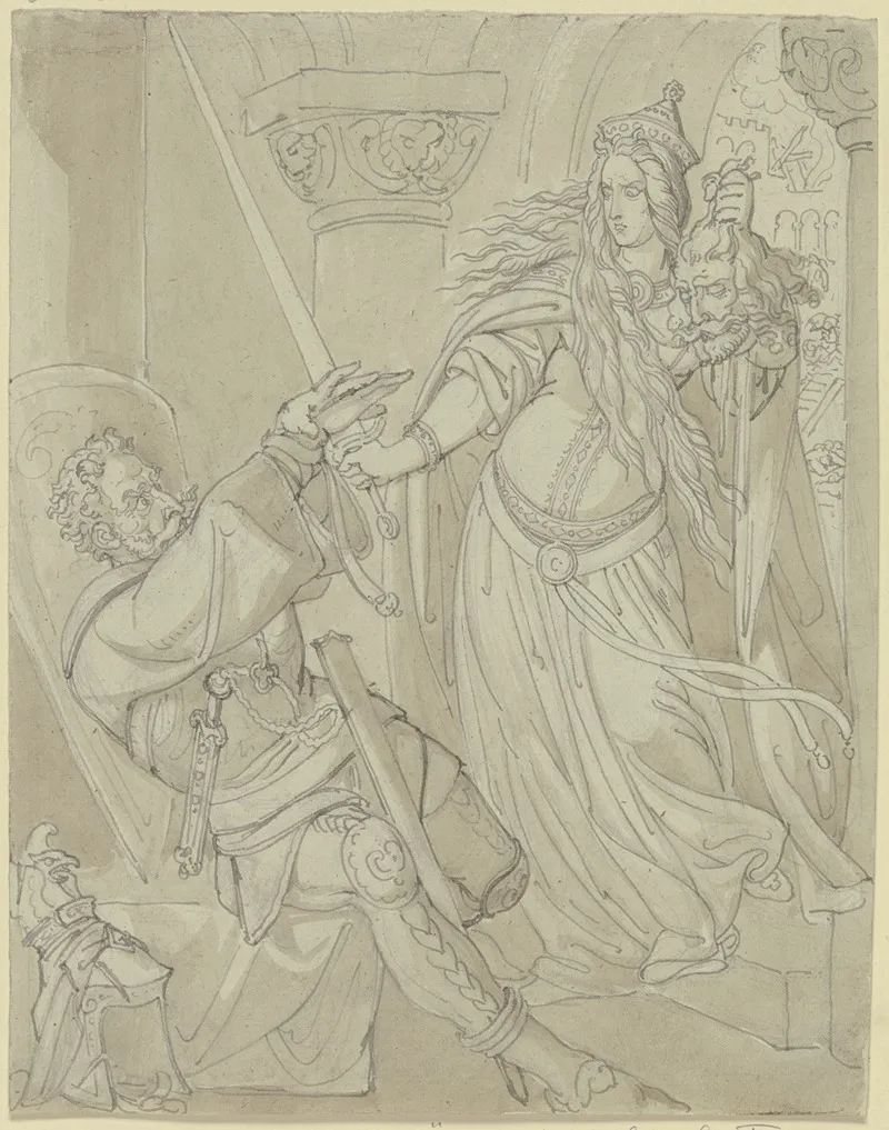 Kriemhild Mit Gunthers Kopf Vor Hagen