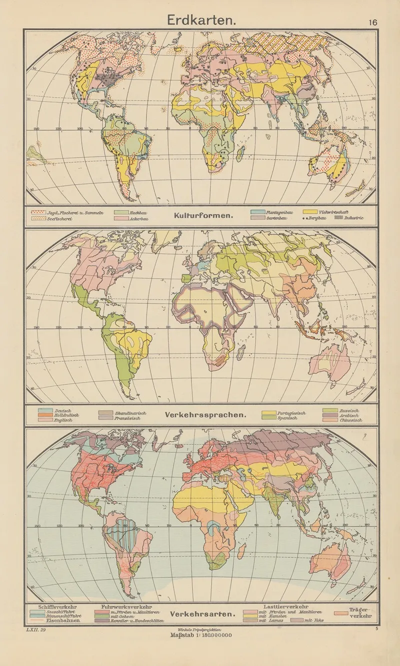 Kulturformen ‎ ‎ ‎ ‎verkehrssprachen ‎ ‎ ‎ ‎verkehrsarten by Carl Diercke - Canvas Print