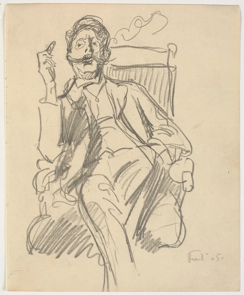 Kunsthistorikeren Carl V Petersen Siddende Med Cigar by Ludvig Find - Canvas Print