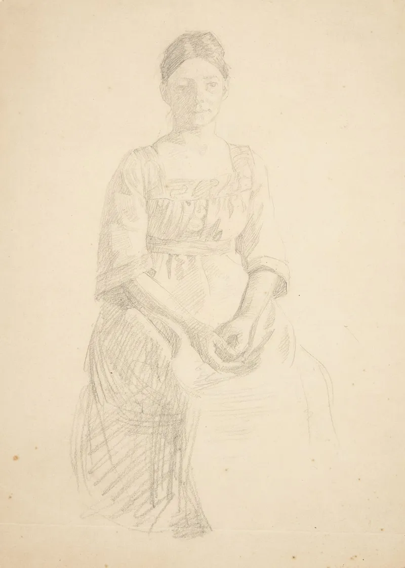 Kunstnerens Hustru Sidder Model Til Portraet Af Fru Thora Karl Madsen Til Maleriet Faaborgmuseets Indvielse 1910 11
