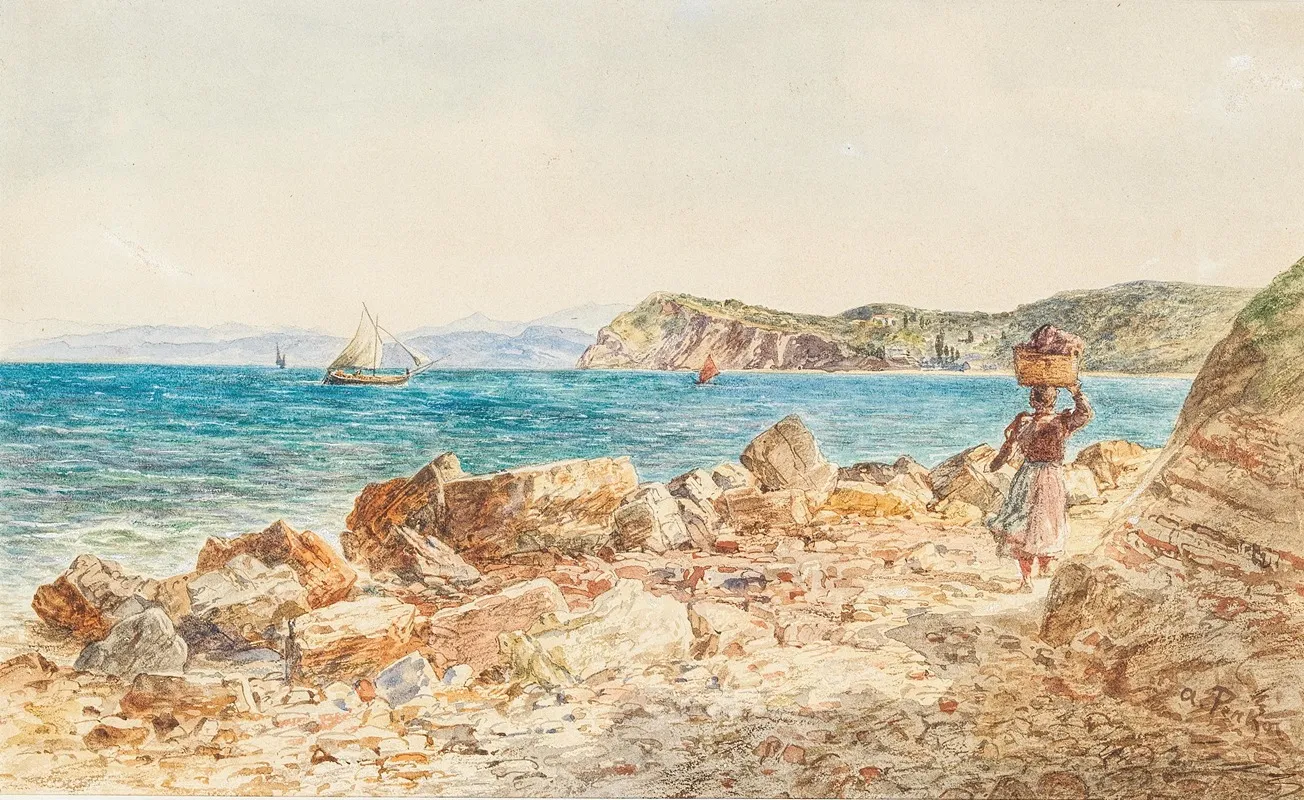 Kustenmotiv Durazzo by Anton Perko - Canvas Print