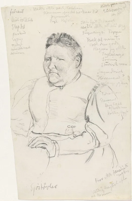 Kvinneportrett Sittende Halvfigur