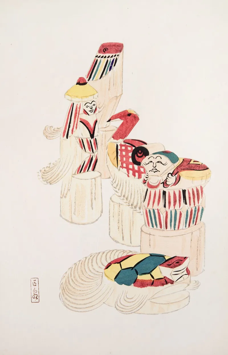 Kyosens Collected Illustrations Of Japanese Toys Pl 052 by Kawasaki Kyosen - Canvas Print