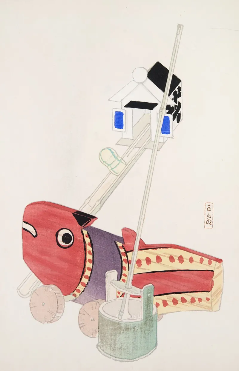 Kyosens Collected Illustrations Of Japanese Toys Pl 055 by Kawasaki Kyosen - Canvas Print