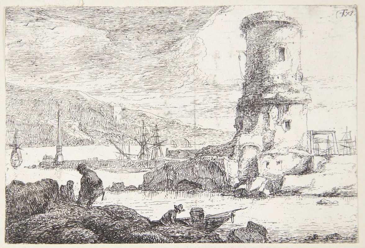 Kystlandskab Med Et Rundt Tarn by Thomas Wijck - Canvas Print