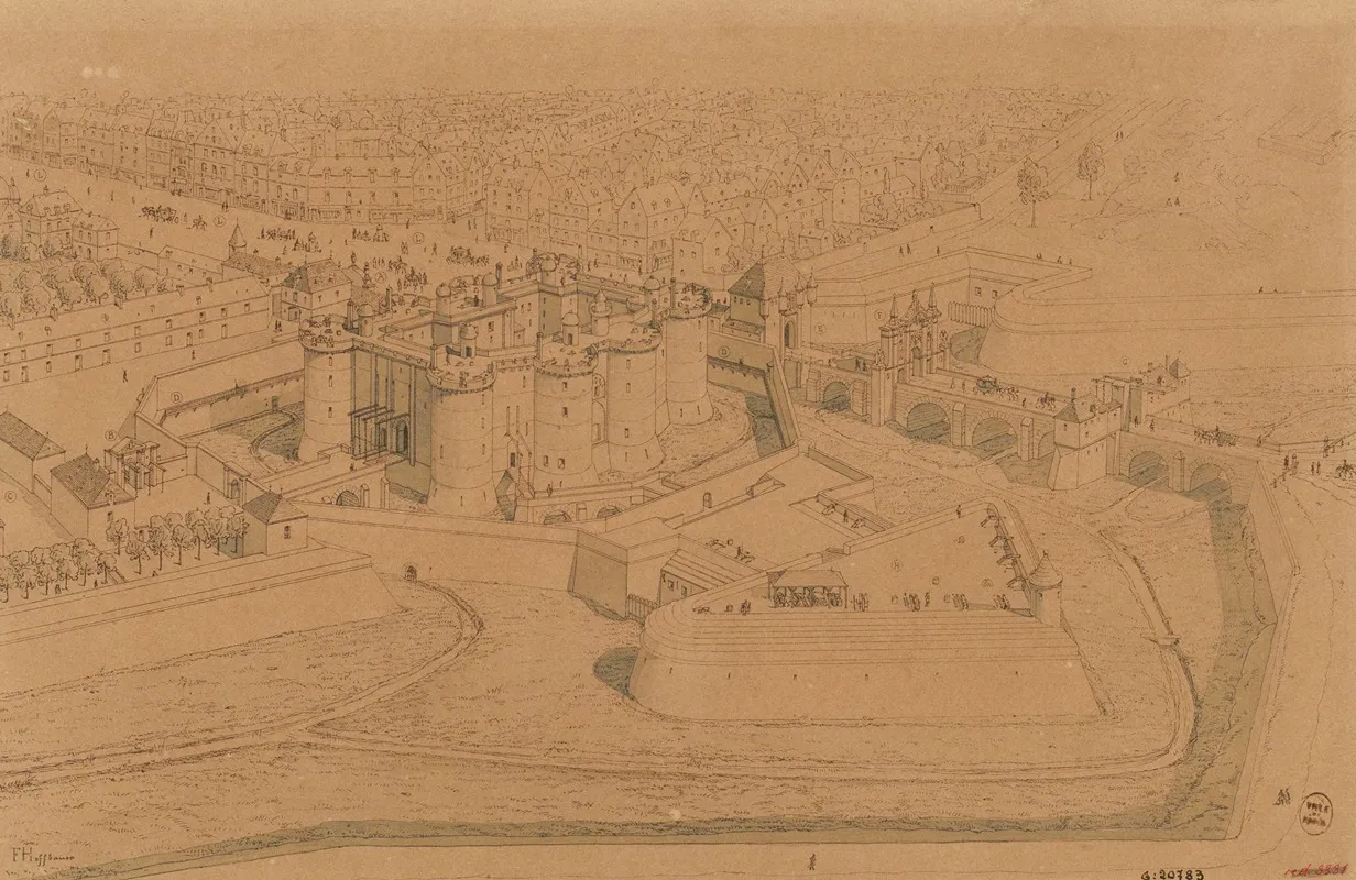 La Bastille En 1640 by Fédor Hoffbauer - Canvas Print