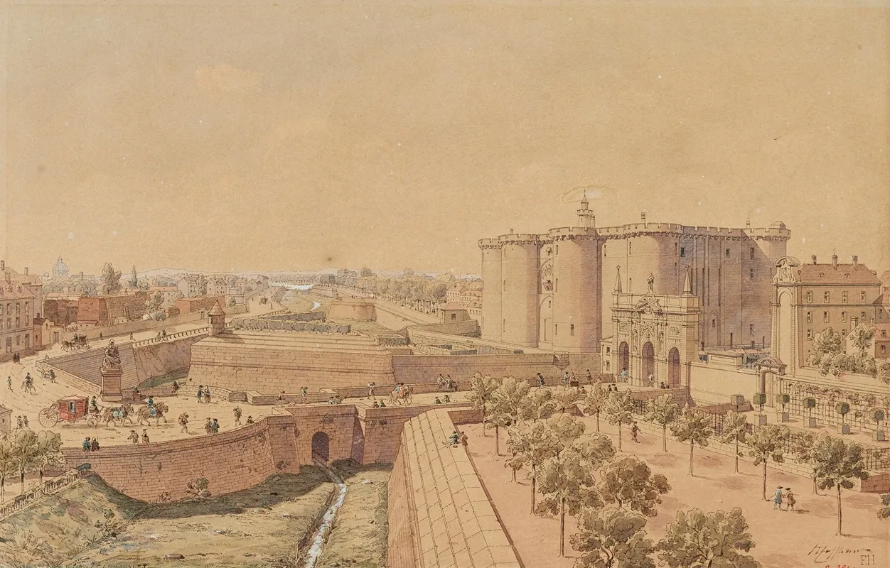 La Bastille En 1740 Vue Du Cote Du Bastion by Fédor Hoffbauer - Canvas Print