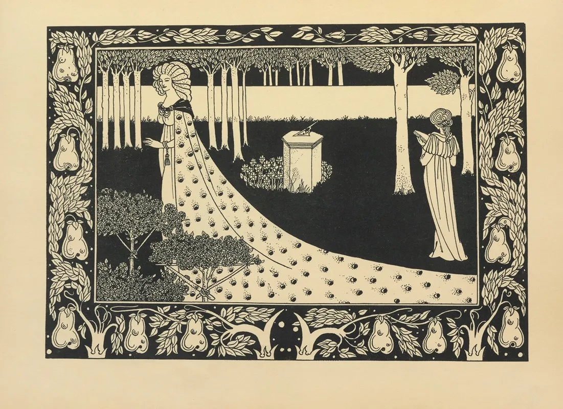 La Beale Isoud At Joyous Gard From Le Morte Darthur by Aubrey Vincent Beardsley - Canvas Print