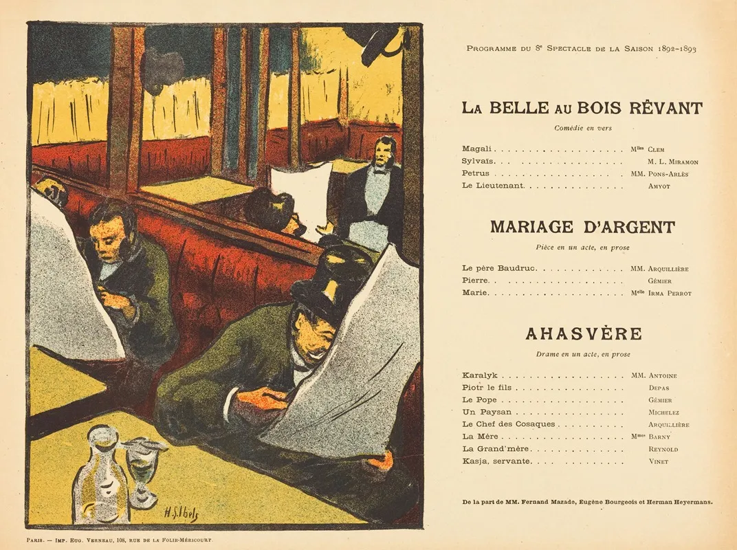 La Belle Au Bois Revant Mariage Dargent Ahasvere 2 by Henri-Gabriel Ibels - Canvas Print