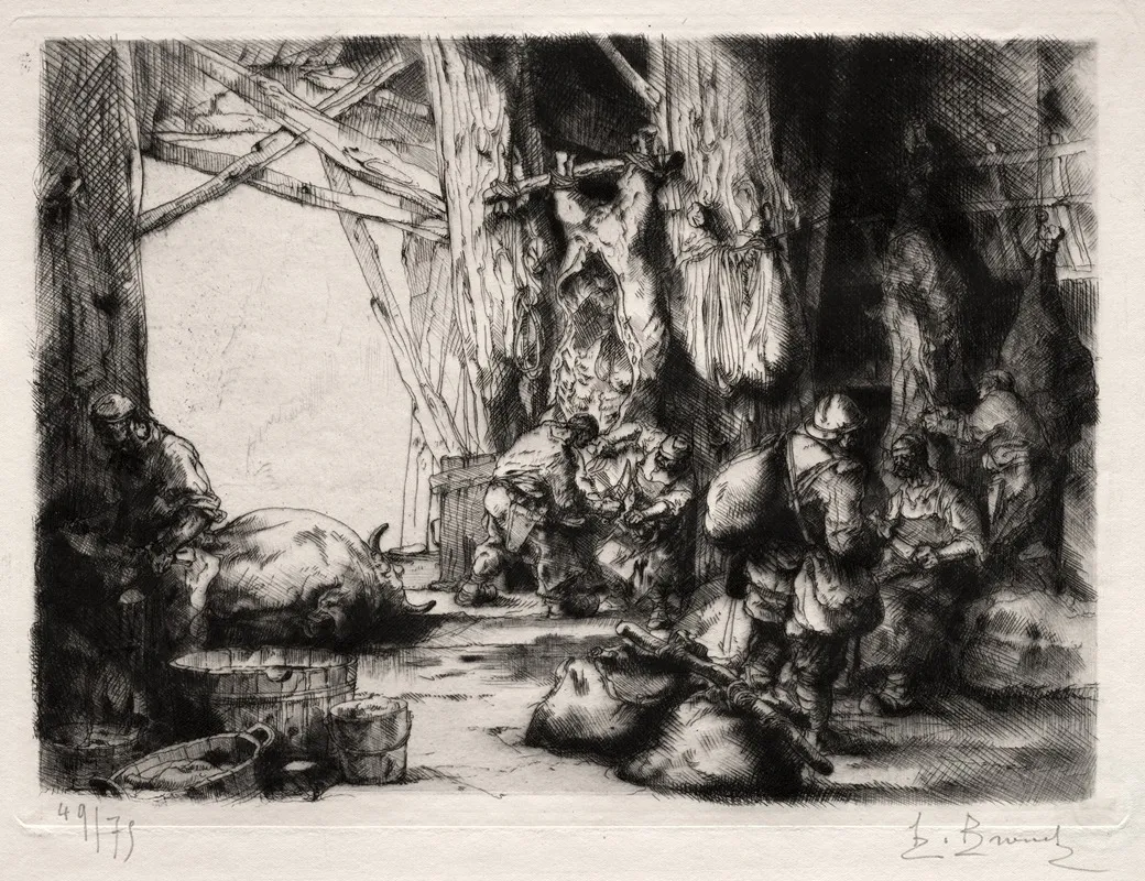 La Boucherie Militaire by Auguste Brouet - Canvas Print