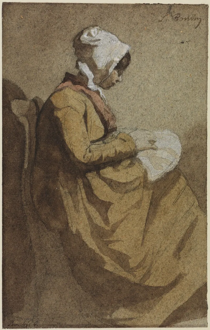 La Brodeuse 2 by François Bonvin - Canvas Print