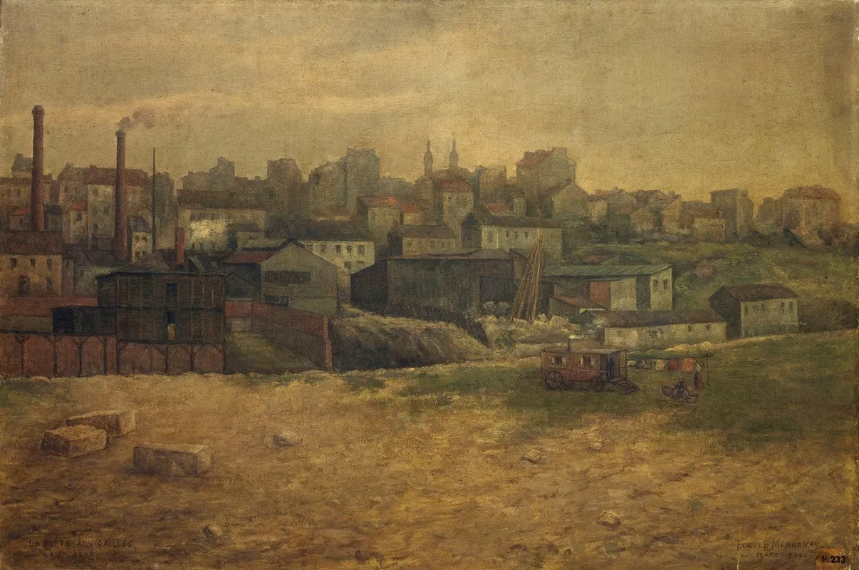 La Butte Aux Cailles Vue De La Rue Vulpian 13eme Arrondissement by Eugène de Ménorval - Canvas Print