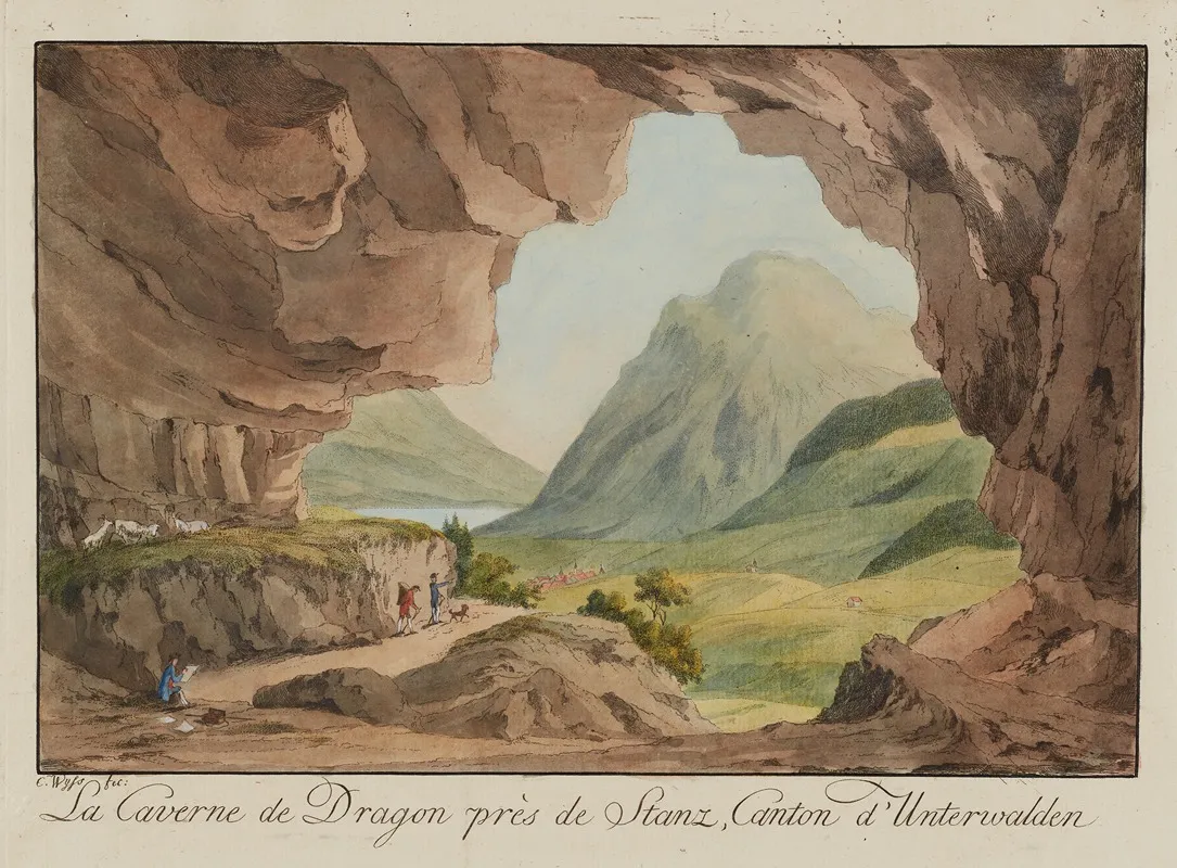 La Caverne De Dragon Pres Stanz Canton Dunterwalden by Caspar Leontius Wyss - Canvas Print