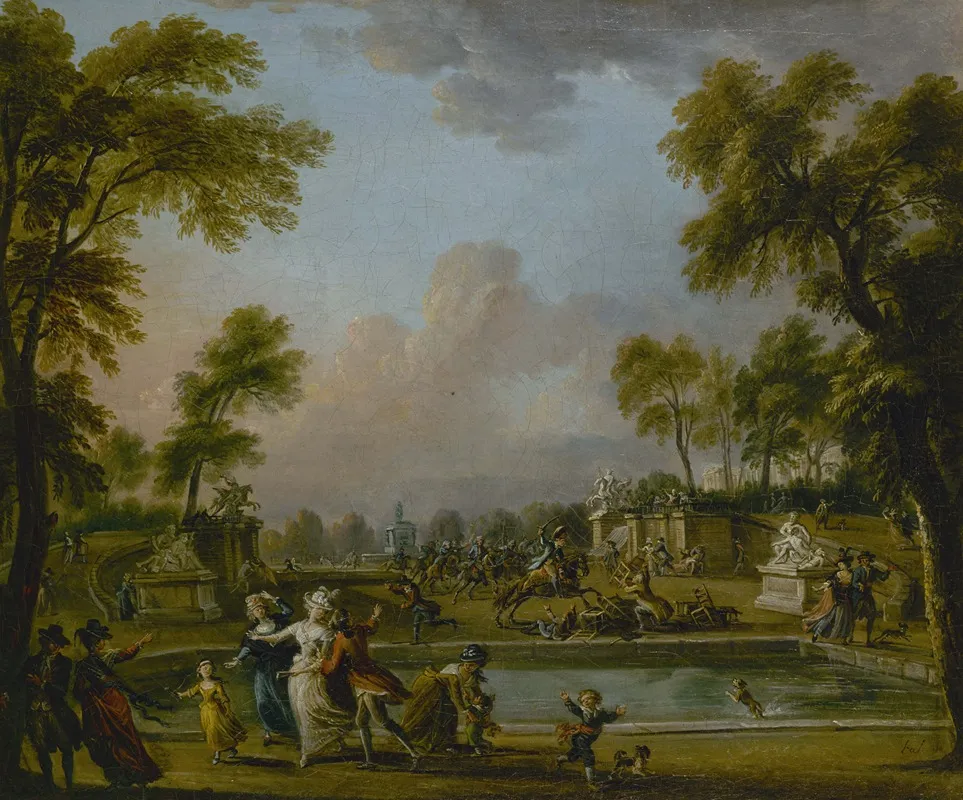 La Charge Du Prince De Lambesc Dans Le Jardin Des Tuileries Le 12 Juillet 1789 by Jean-Baptiste Lallemand - Canvas Print
