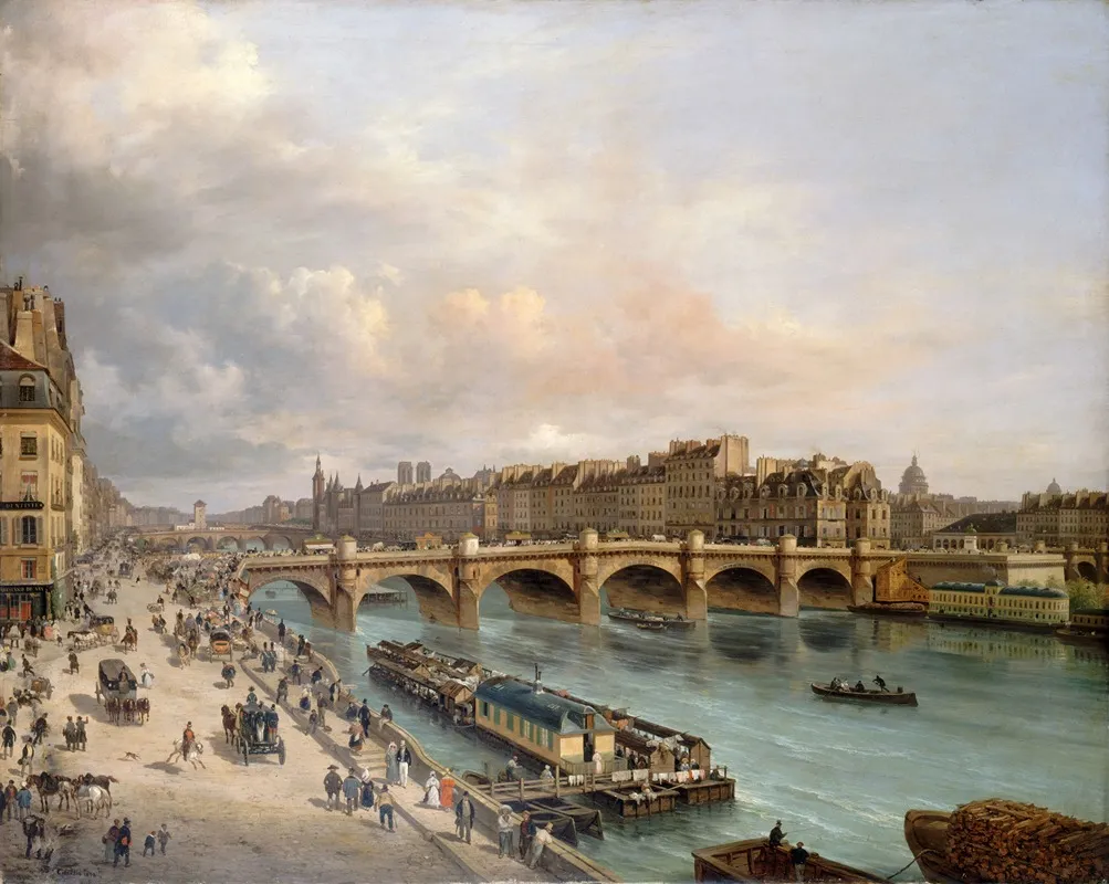 La Cite Et Le Pont Neuf Vus Du Quai Du Louvre by Giuseppe Canella - Canvas Print