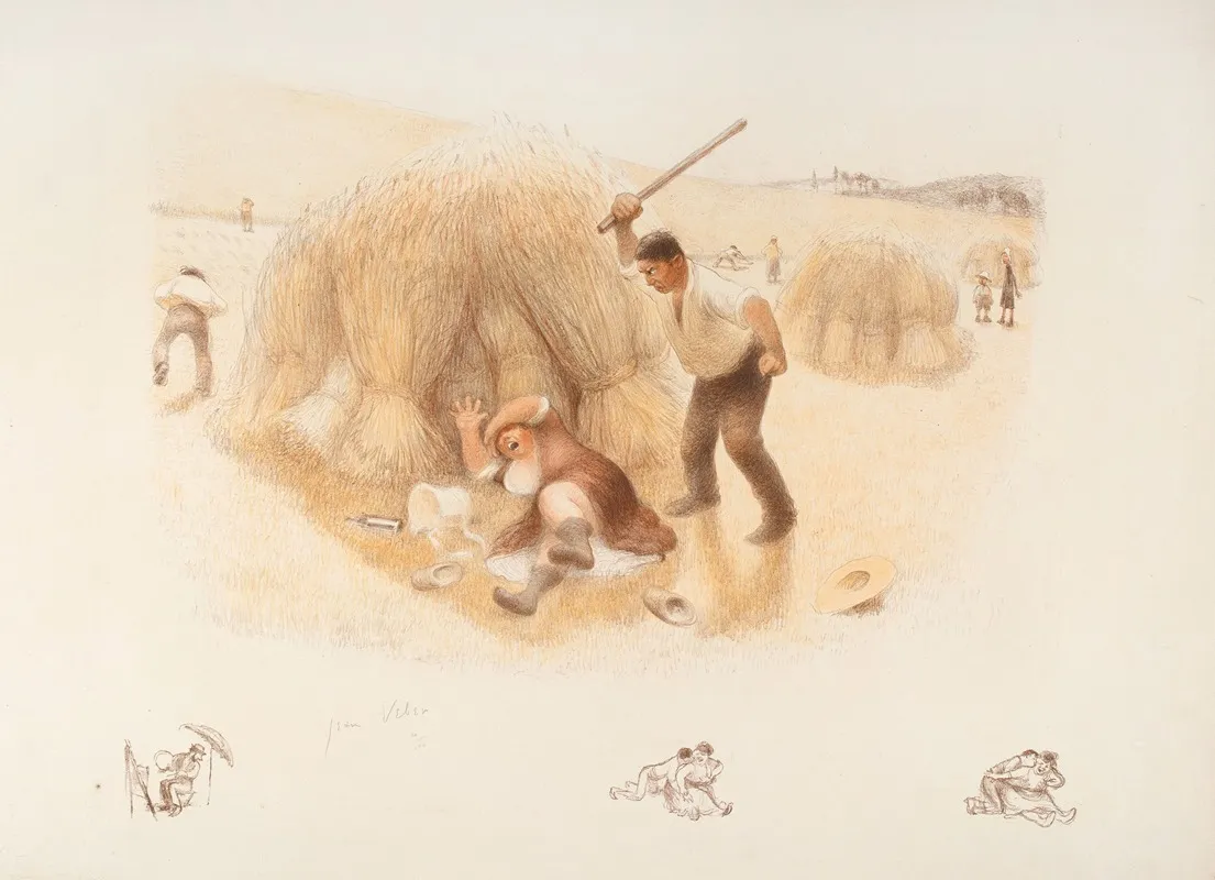 La Correction Conjugale Ou Le Flagrant Delit by Jean Veber - Canvas Print