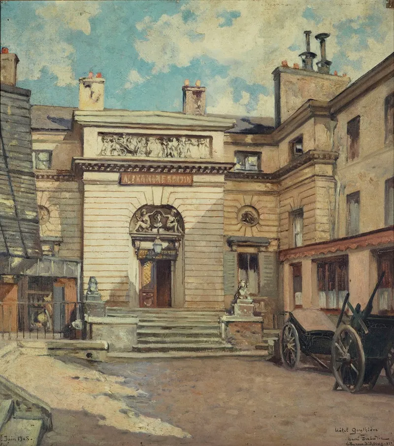 La Cour De Lhotel Gouthiere Rue Pierre Bullet by Henri Dabadie - Canvas Print