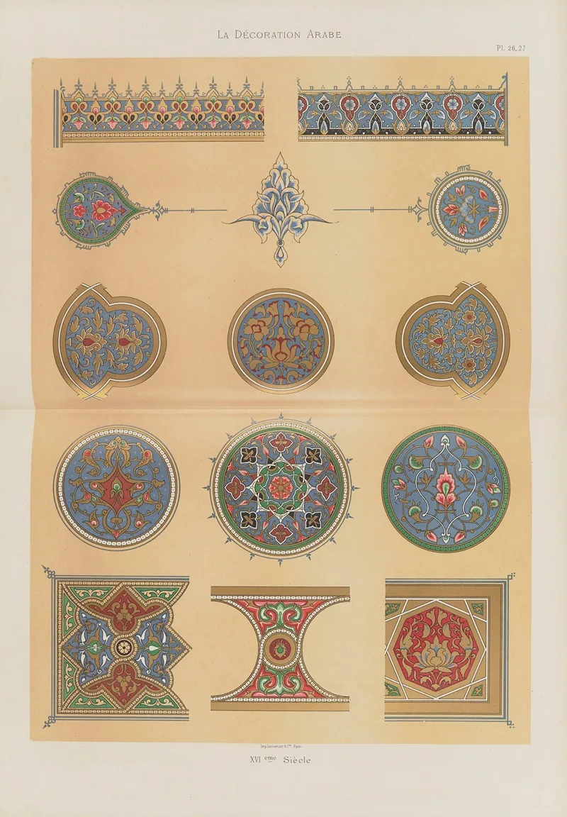 La Decoration Arabe Pl 20 by Marpon et Flammarion - Canvas Print