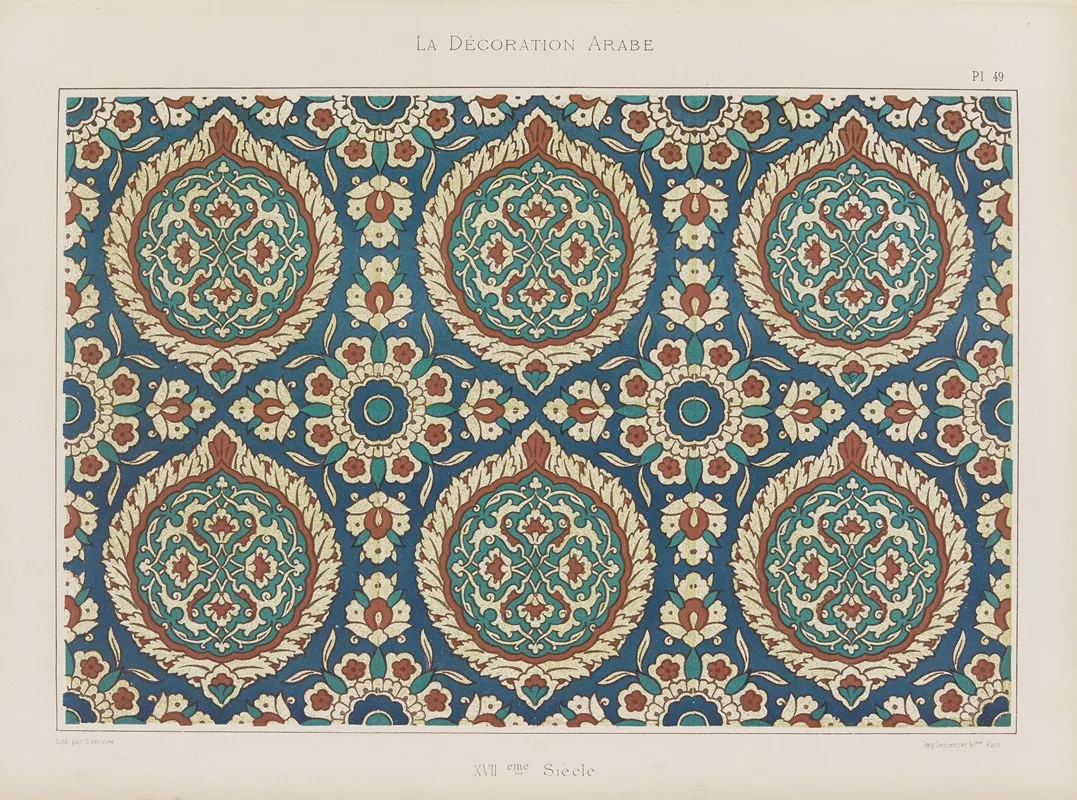 La Decoration Arabe Pl 41 by Marpon et Flammarion - Canvas Print