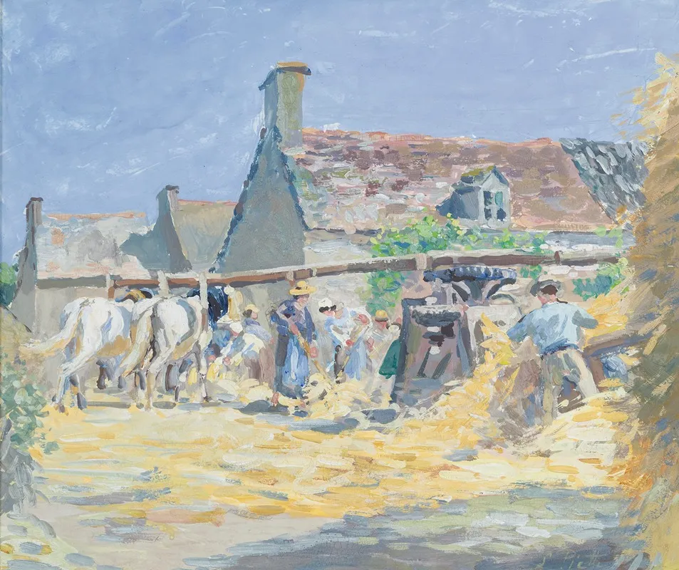La Fauche Des Foins A Montfoucault by Ludovic Piette - Canvas Print