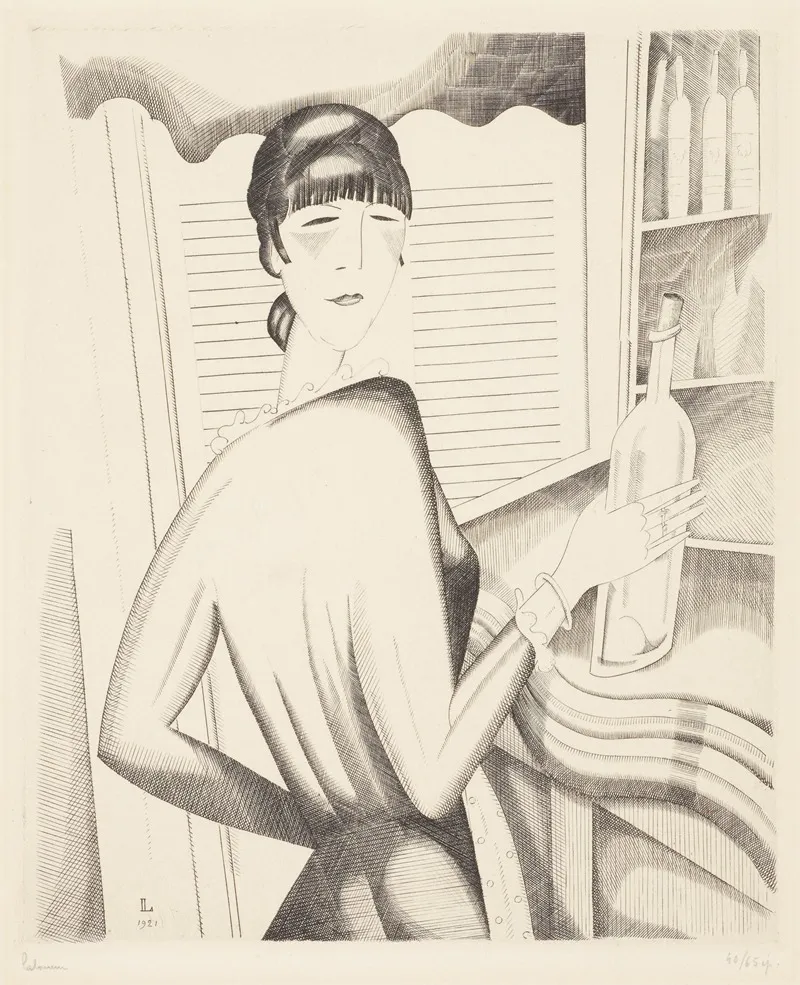 La Fille Au Litre Young Woman With A Litre Wine Bottle