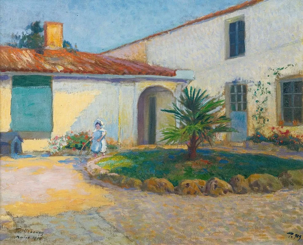 La Fille De Lartiste Dans La Jardin A Taillebourg by Paul Madeline - Canvas Print
