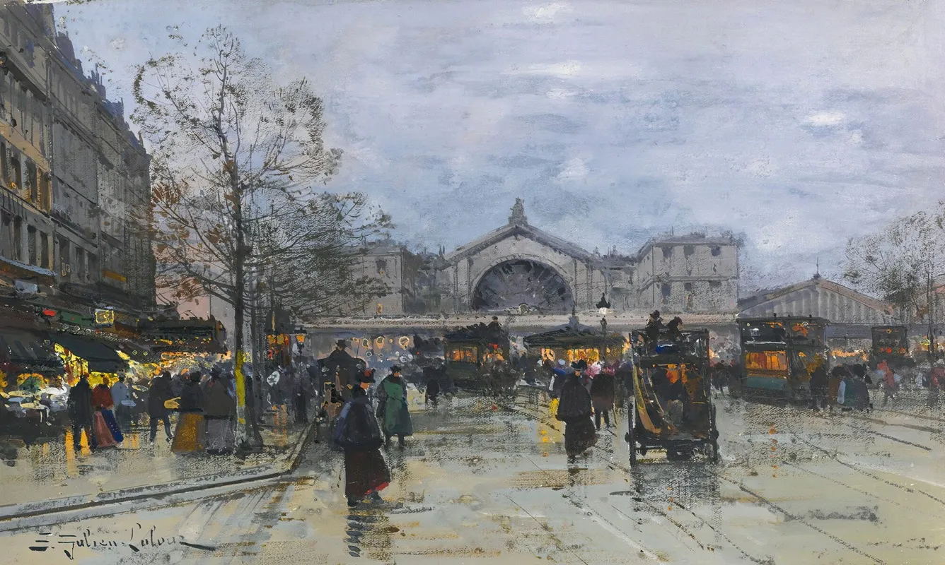 La Gare De Lest by Eugène Galien-Laloue - Canvas Print
