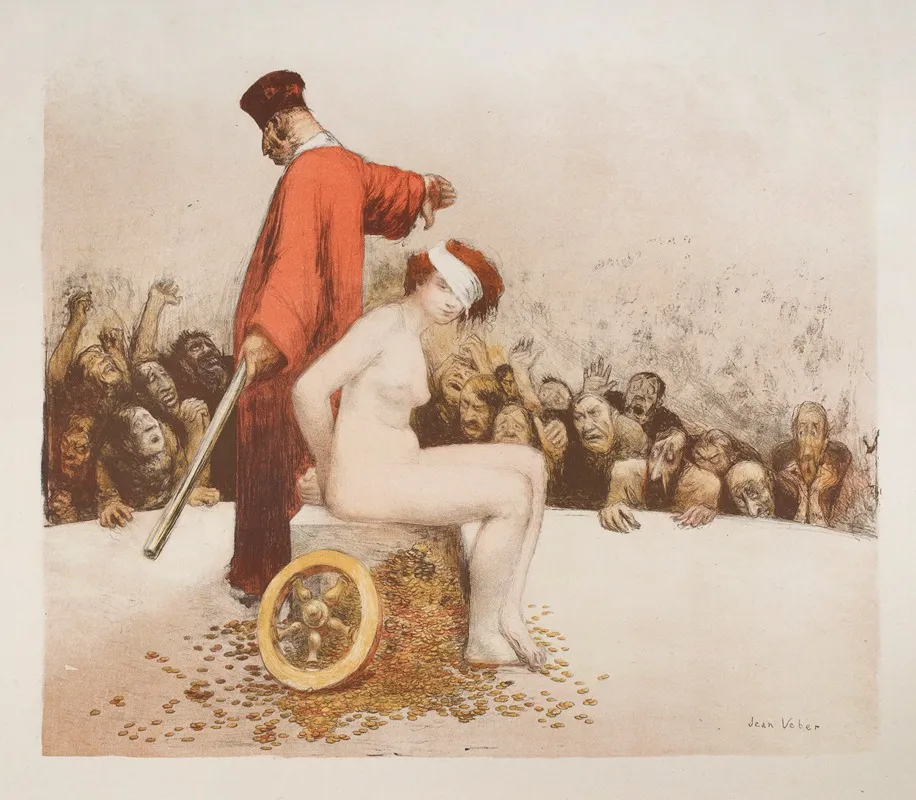 La Justice Protegeant La Fortune by Jean Veber - Canvas Print