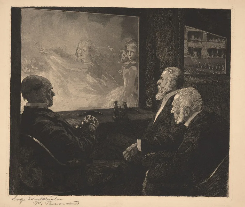 La Loge Directoriale A Lopera The Managers Box At The Opera by Charles Paul Renouard - Canvas Print