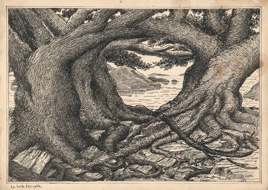 La Lutte Eternelle The Eternal Struggle by Herbert Crowley - Canvas Print