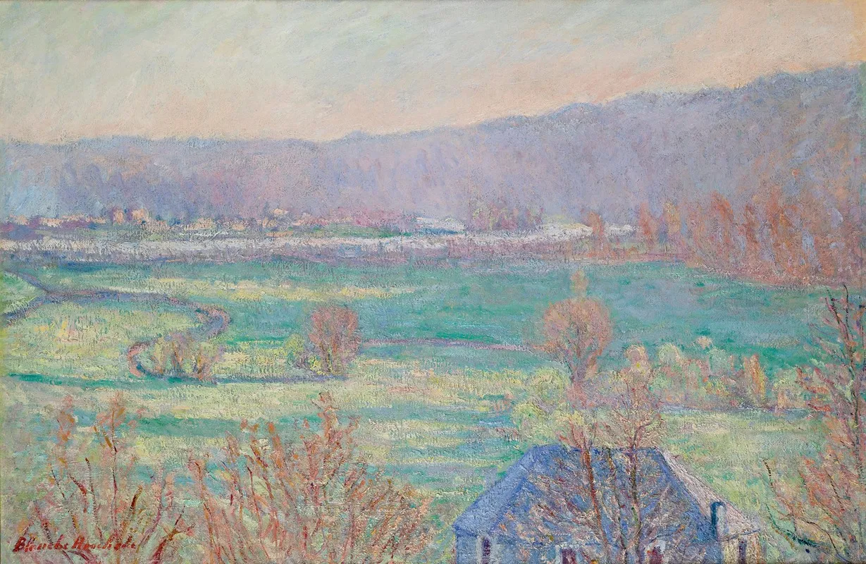 La Maison Bleue Aux Environs De Giverny by Blanche Hoschedé-Monet - Canvas Print