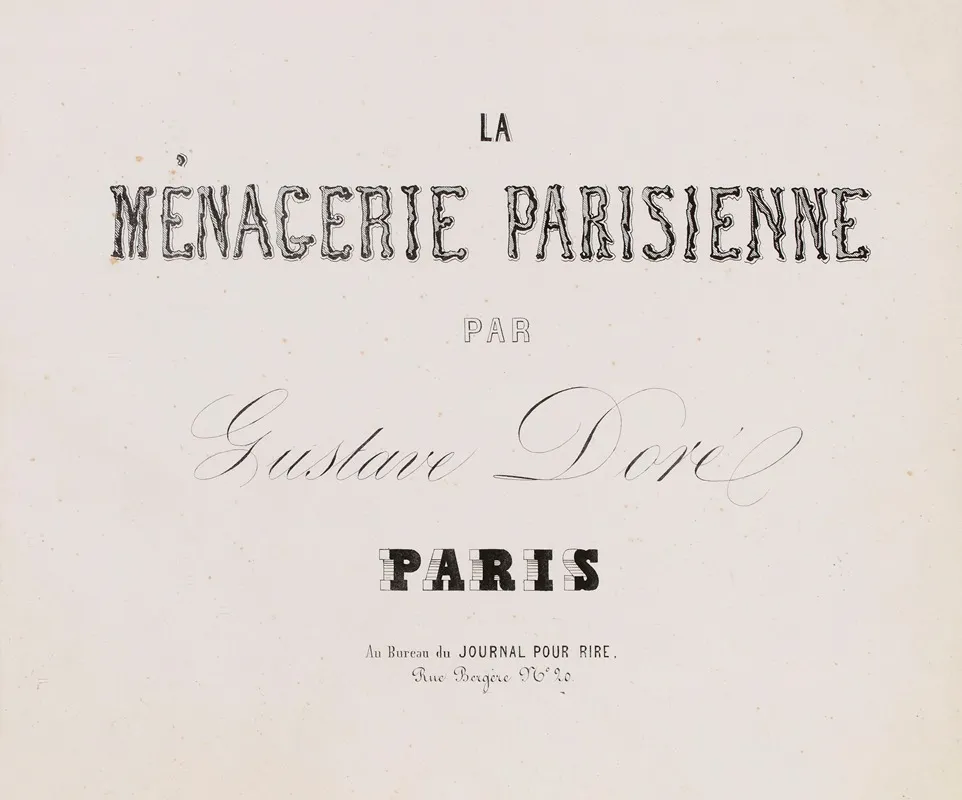 La Menagerie Parisienne Premier Tirage Pl 01