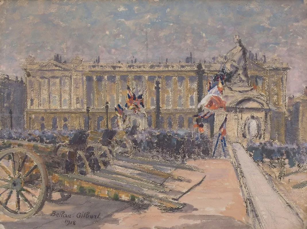 La Place De La Concorde Le Jour De Larmistice Le 11 Novembre 1918 by Louis-Gilbert Bellan - Canvas Print