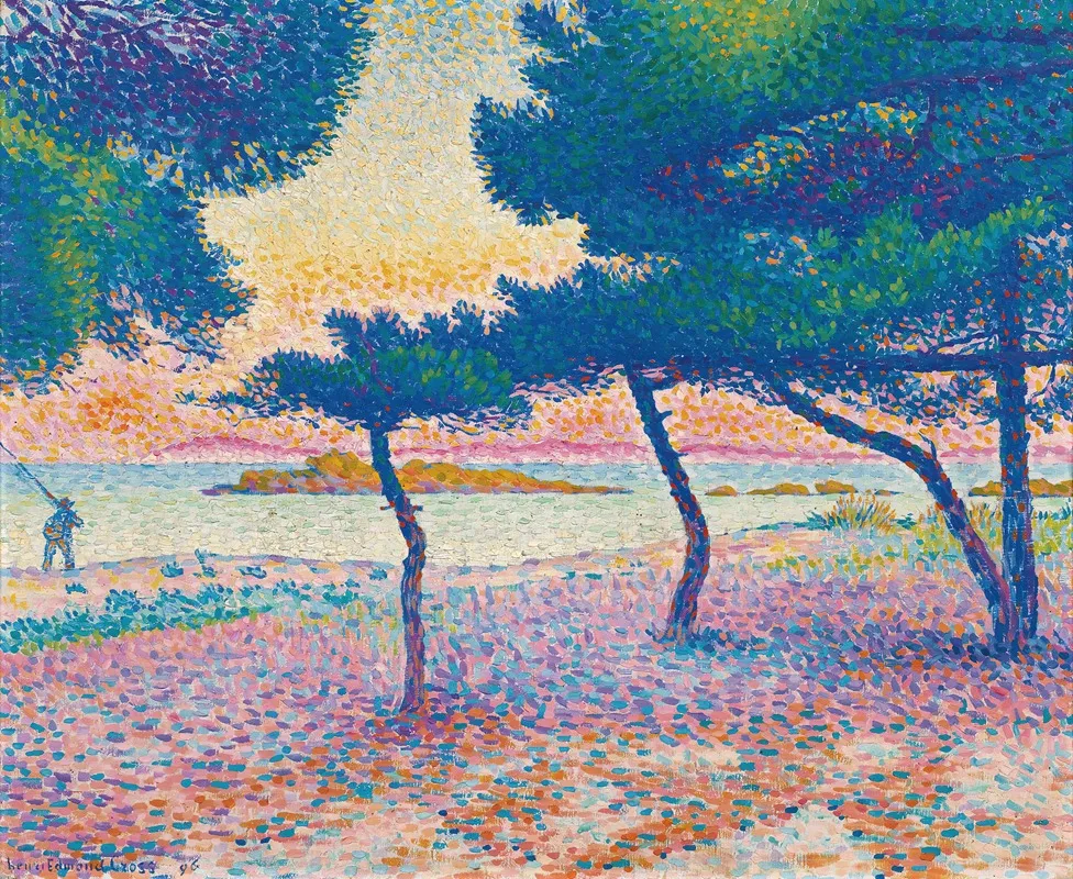 La Plage De Saint Clair by Henri-Edmond Cross - Canvas Print